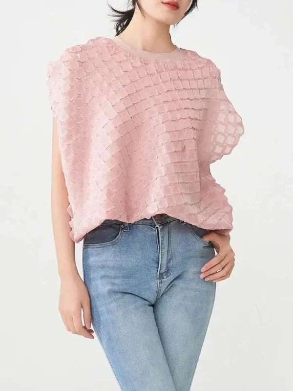 Pleated Loose T Shirt Women Round Collar Short Sleeve Pullover New 2025 Solid Color Summer Casual Female Tops 17G9857 - Image 2