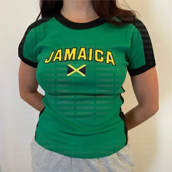 Gothic sports leisure embroidered letter graphics T-shirts punk Y2K summer fine-cut top women's street junk football T-shirts - Image 2
