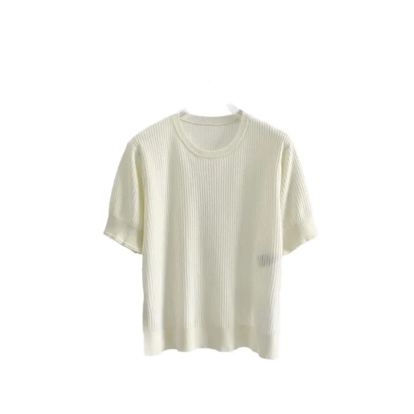 Women's New Casual Skeleton Knit Short Sleeve T-Shirt Breathable Top - Image 2