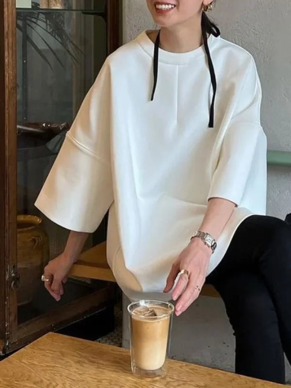 Japanese high level White T Shirt Women tide All Match O Neck Half Sleeve T-shirts Spring Summer Loose Casual Y2k Clothes - Image 4