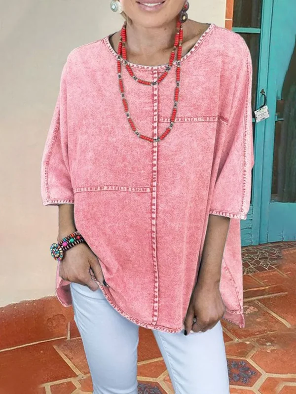 Women's Short Sleeve Denim T shirt Loose Soft Casual Vintage Harajuku Tee Top High Street Summer Round Neck Y2K Basic T shirt - Image 3